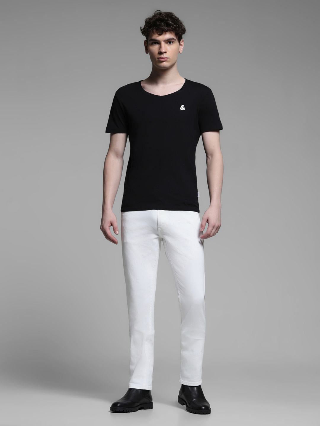 White Low Rise Tim Slim Fit Jeans