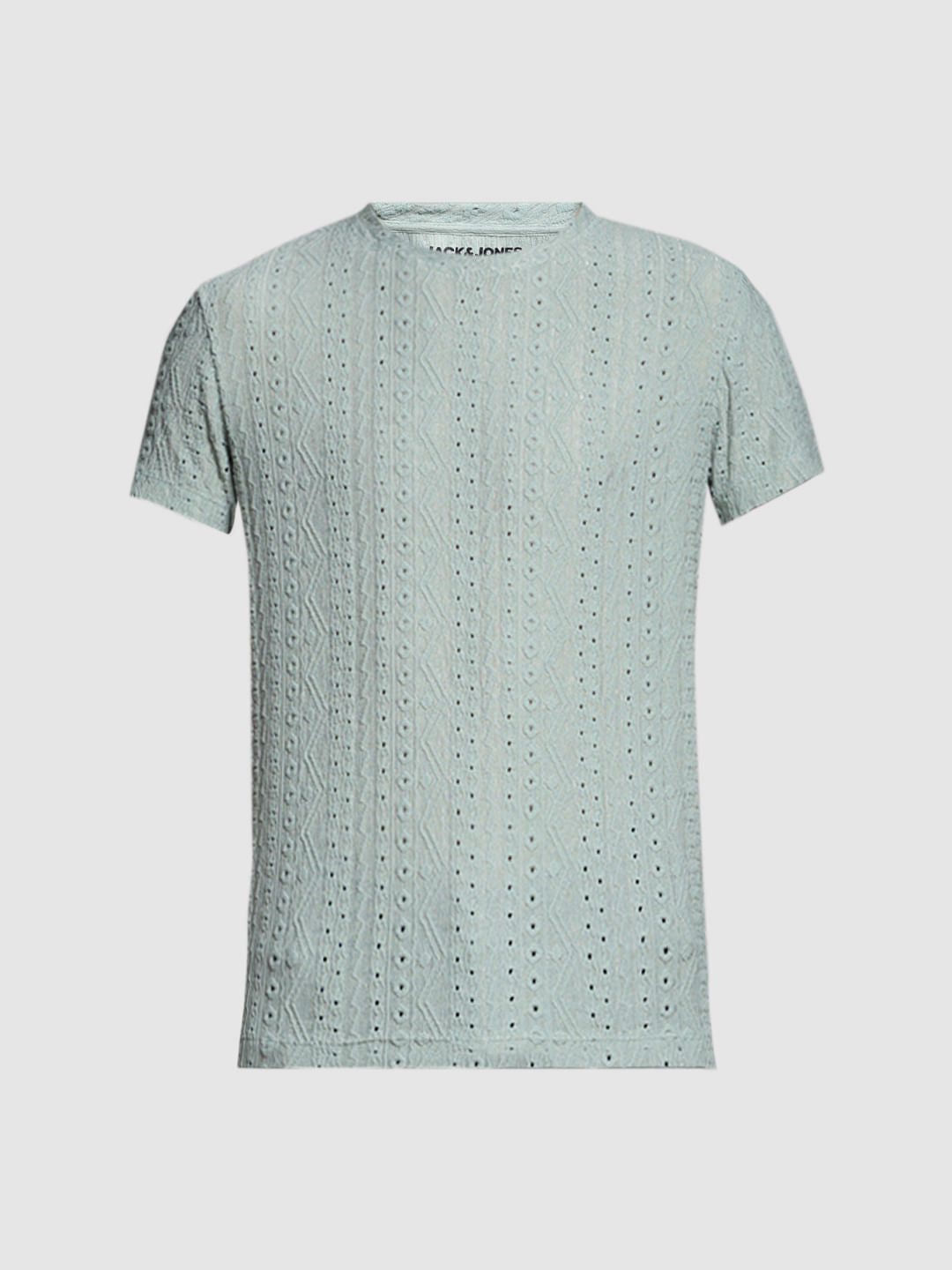 Green Jacquard Crew Neck T-shirt