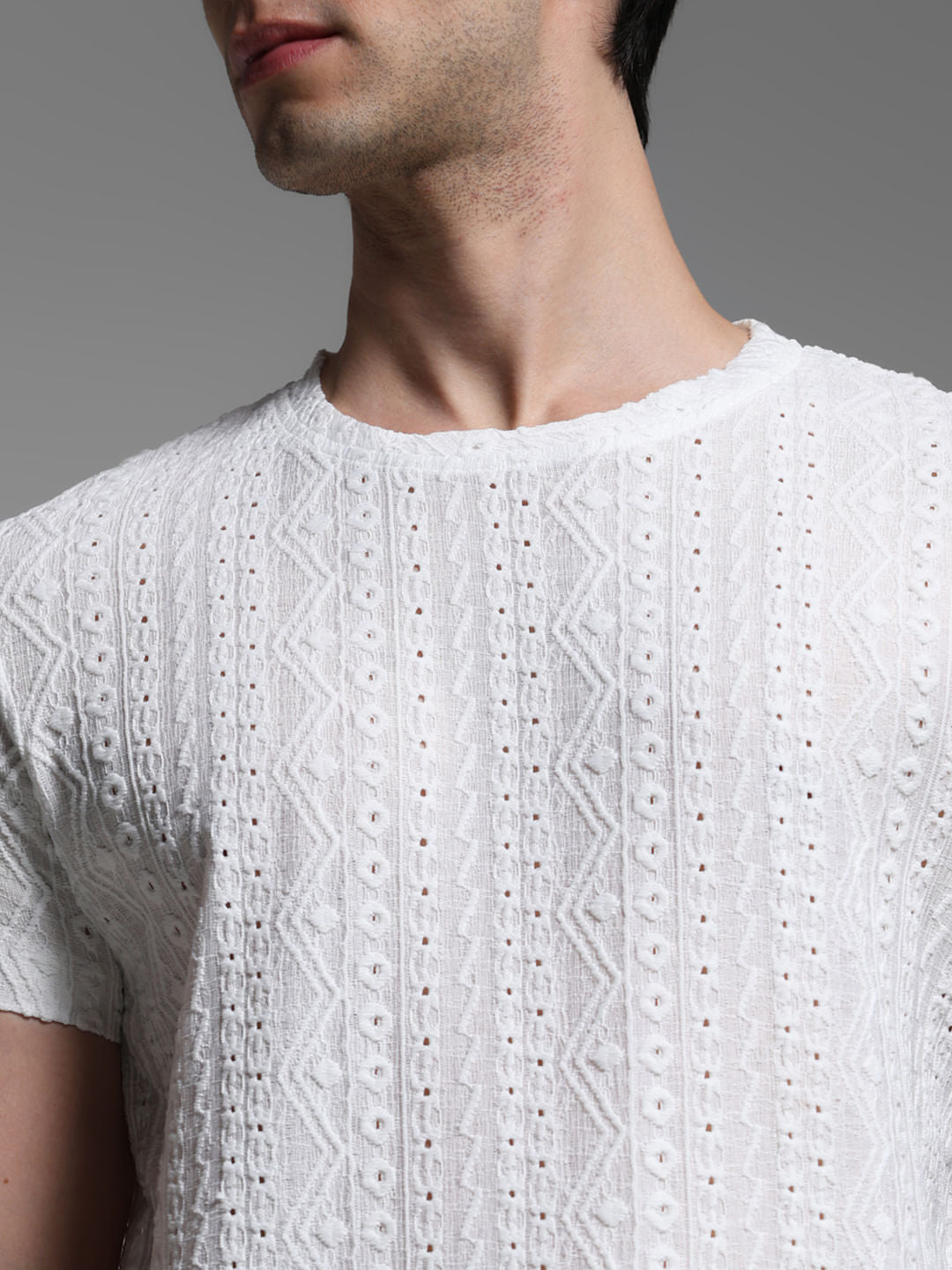 White Jacquard T-shirt