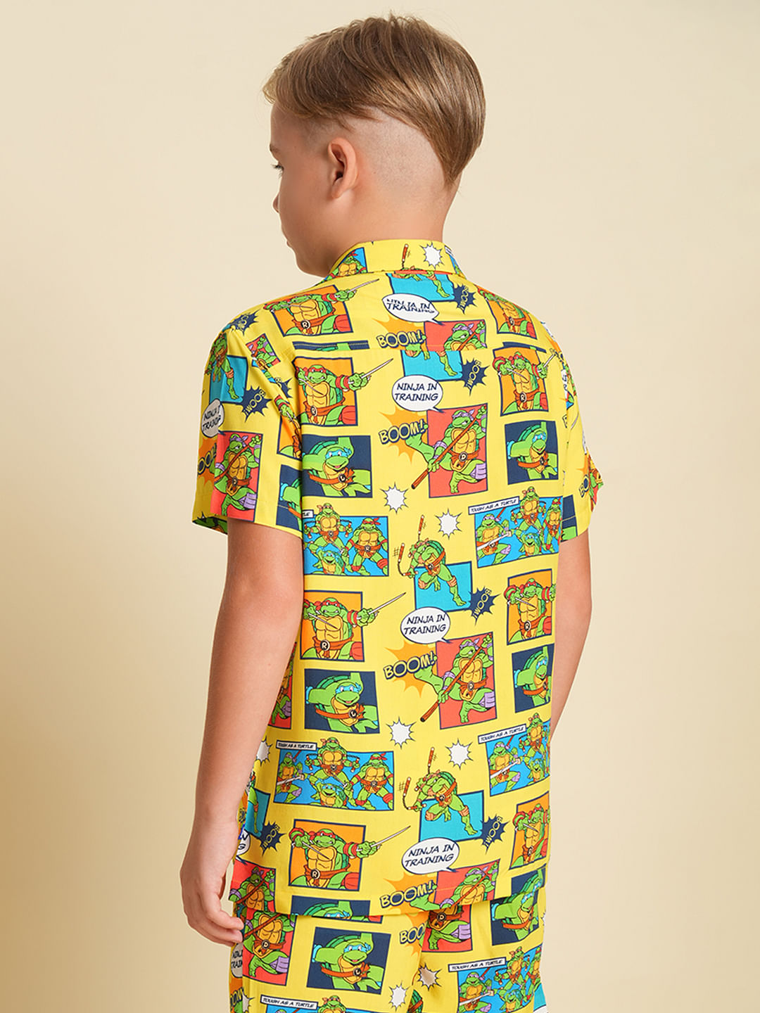 Boys Yellow Ninja Turtles Print Co-ord Set Shirt