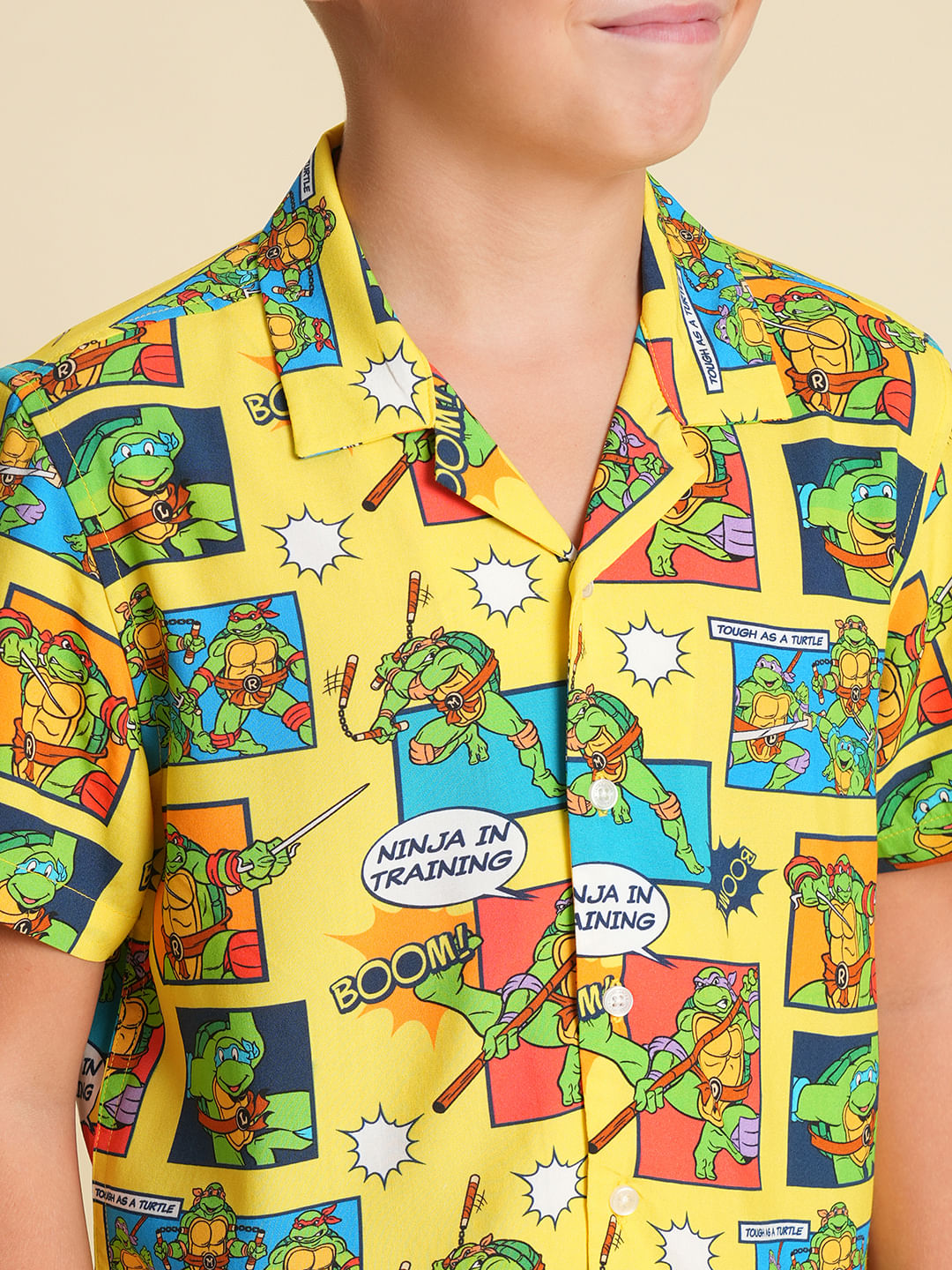 Boys Yellow Ninja Turtles Print Co-ord Set Shirt