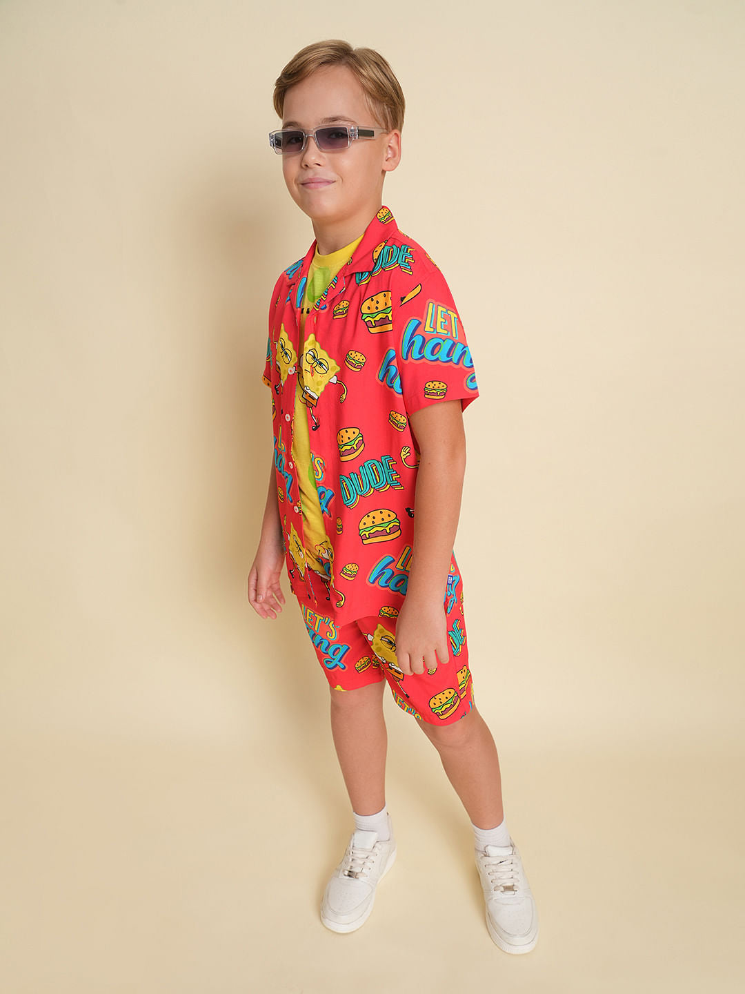 Boys Red SpongeBob Print Co-ord Set Shirt