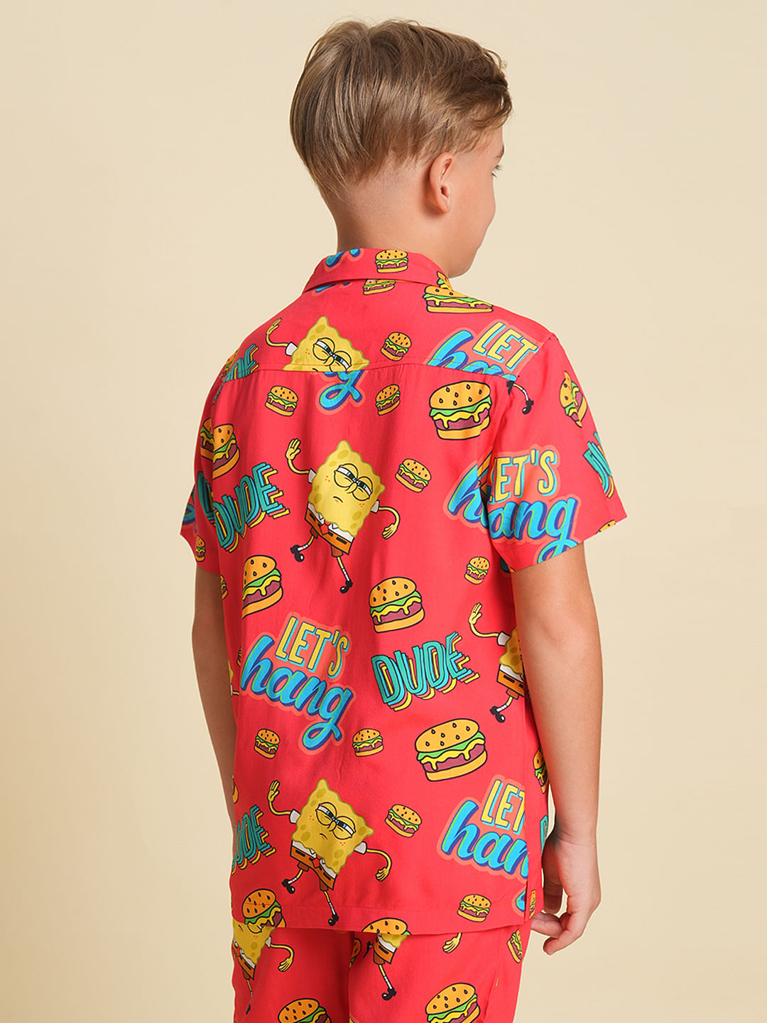 Boys Red SpongeBob Print Co-ord Set Shirt