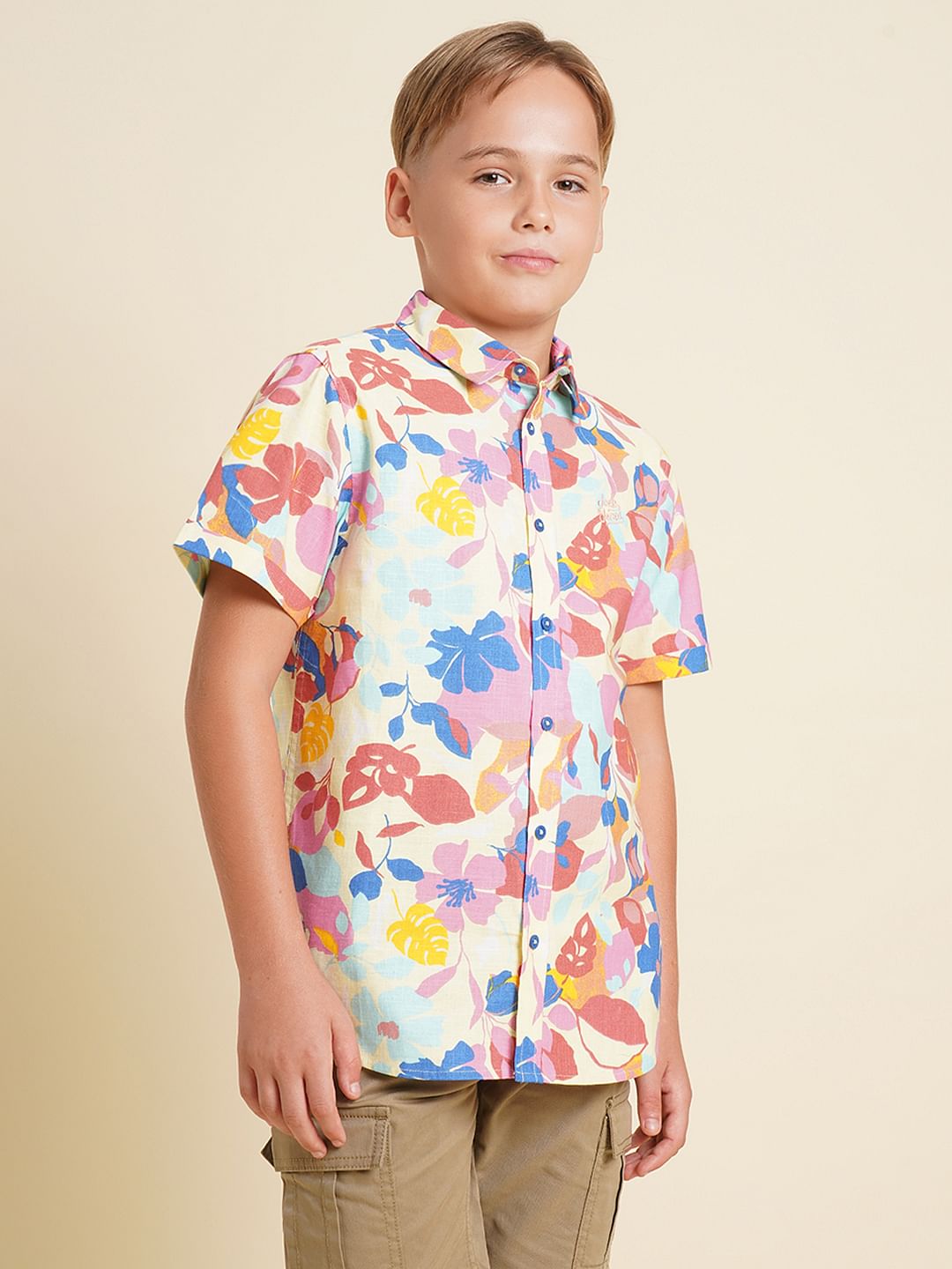 Boys Multi-Colour Printed Cotton Shirt