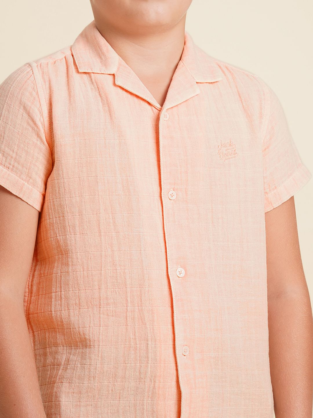 Boys Pink Cotton Resort Collar Shirt