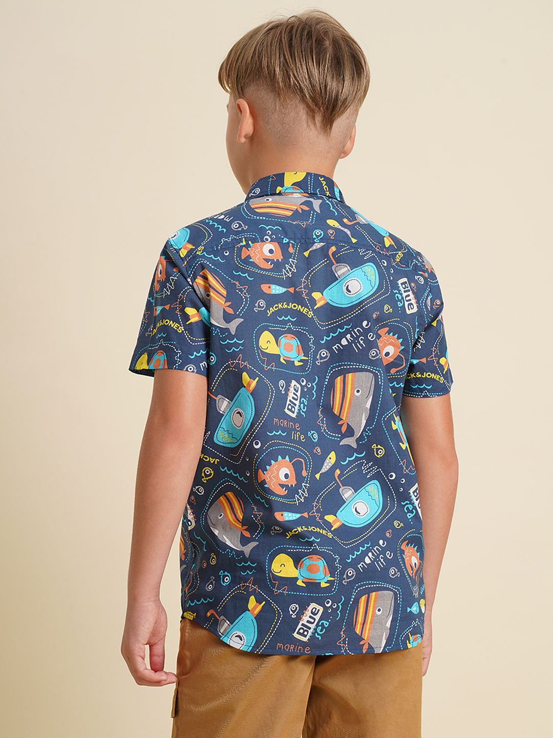 Boys Blue Gamer Print Cotton Shirt