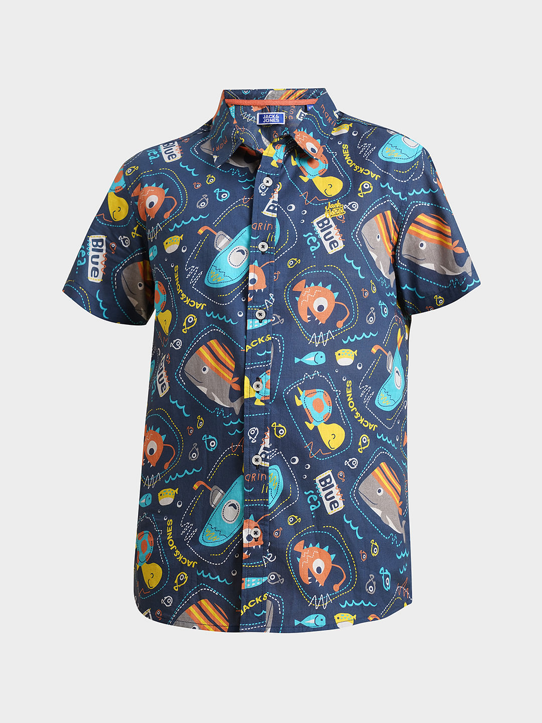 Boys Blue Gamer Print Cotton Shirt