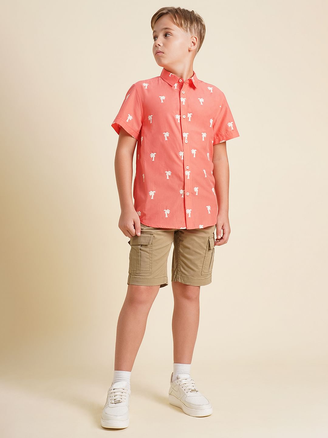 Boys Coral Embroidered Print Shirt