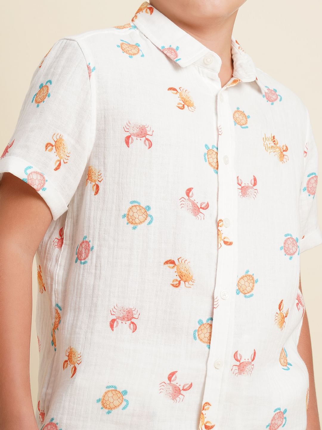 Boys White Printed Co-ord Set Shirt