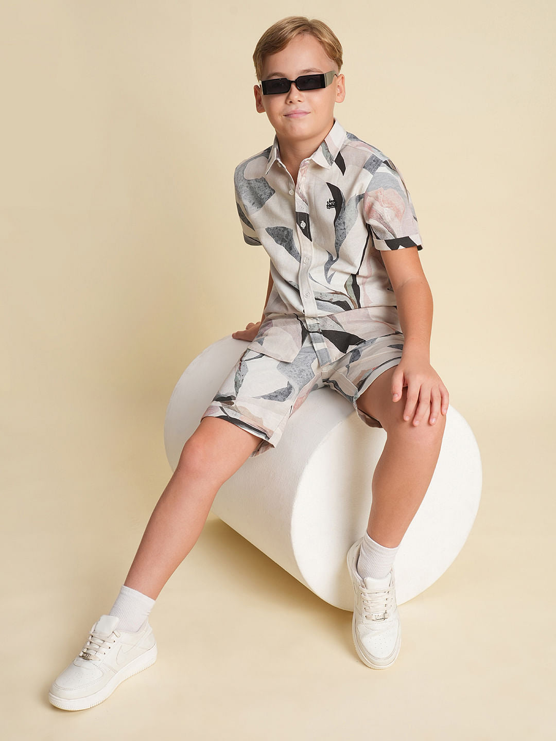 Boys White Printed Co-ord Set SHIRT