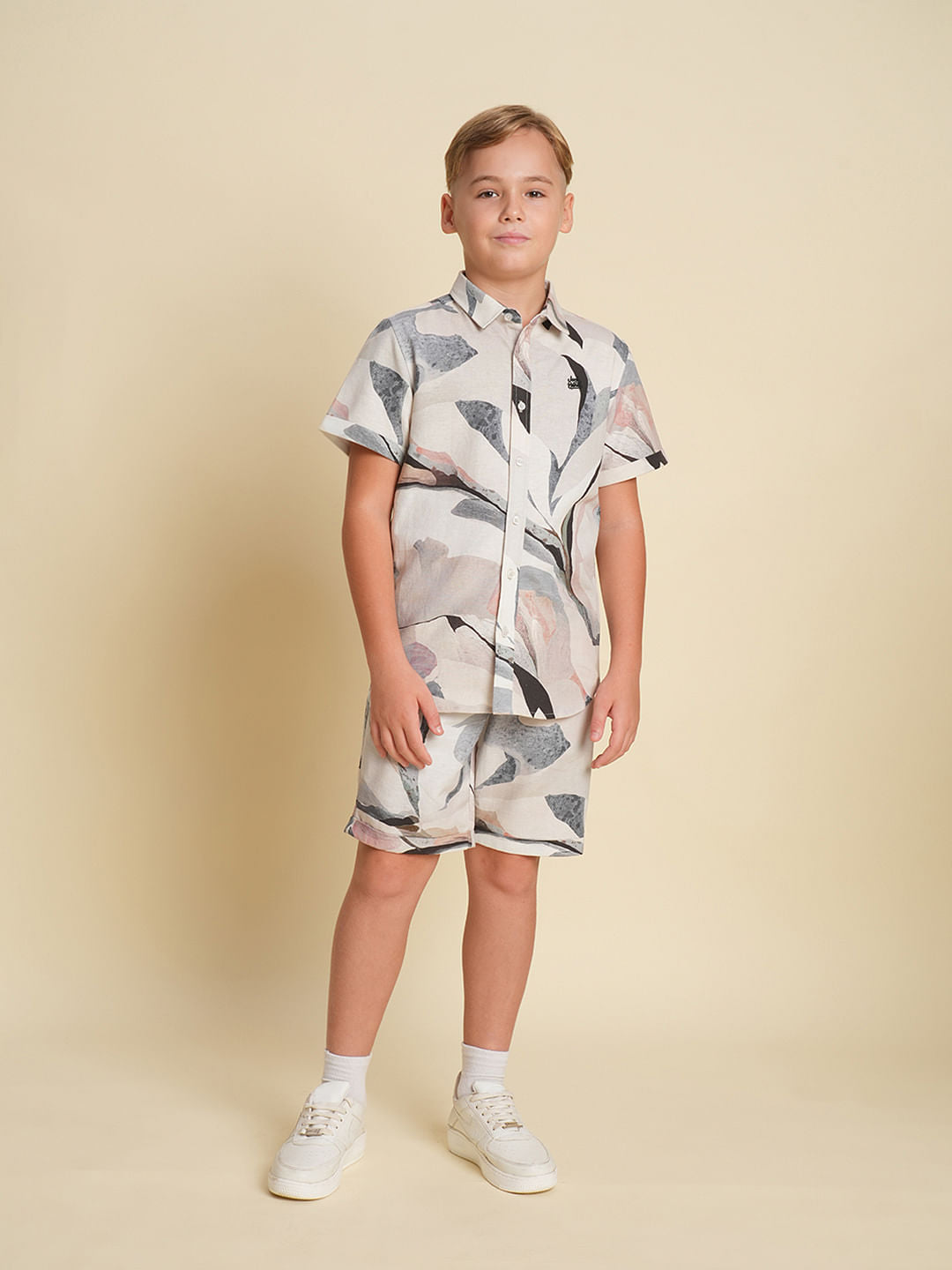 Boys White Printed Co-ord Set SHIRT