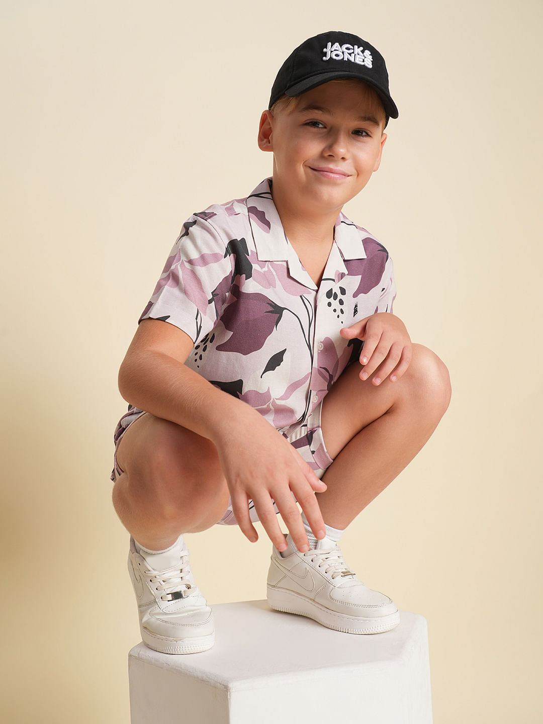 Boys Brown Printed Co-ord Set Shirt