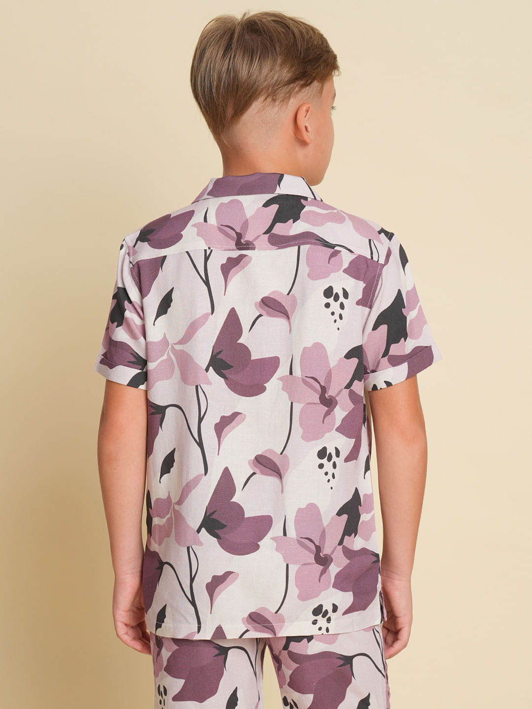 Boys Brown Printed Co-ord Set Shirt