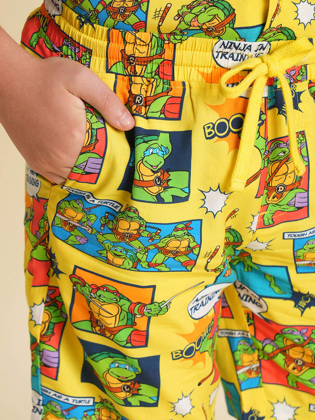 Boys Yellow Ninja Turtles Print Co-ord Set Shorts
