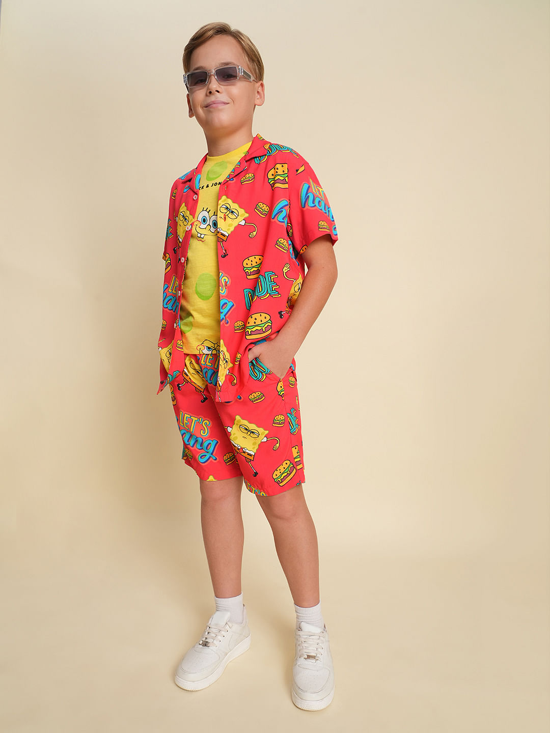 Boys Red SpongeBob Print Co-ord Set Shorts