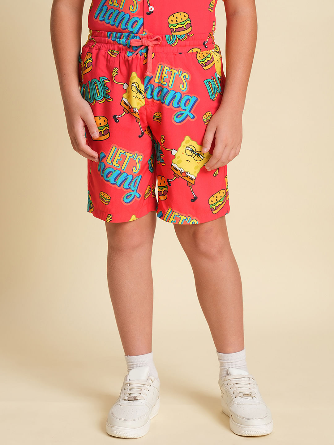 Boys Red SpongeBob Print Co-ord Set Shorts