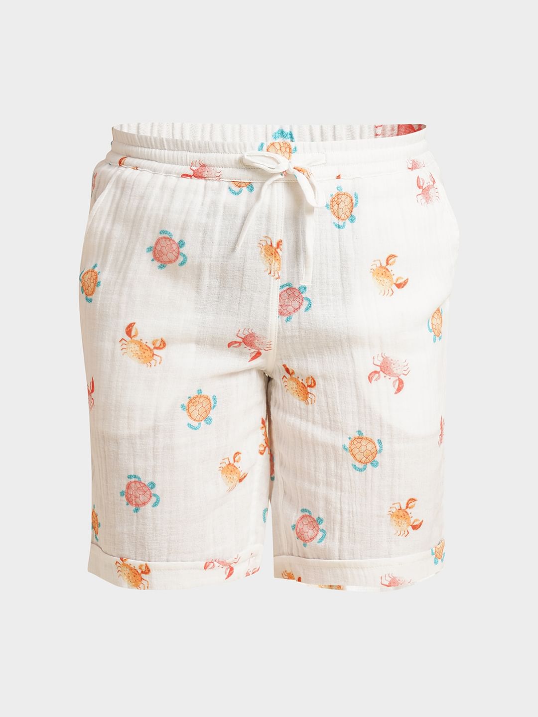 Boys White Printed Co-ord Set Shorts