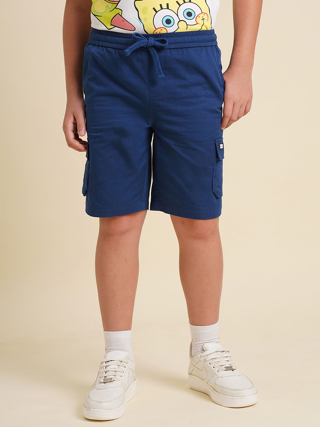 Boys Navy Blue Cotton Shorts