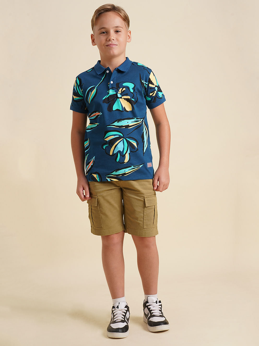 Boys Dark Beige Cotton Denim Shorts