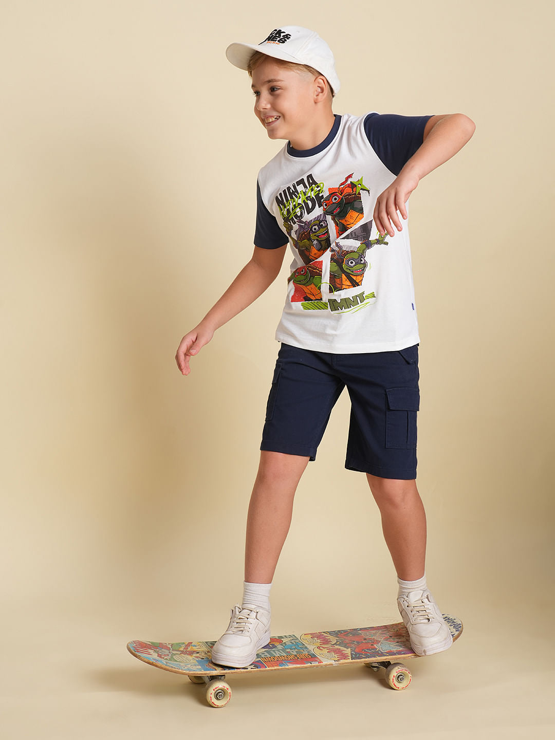 Boys Dark Blue Cotton Casual Shorts - 4/5Y