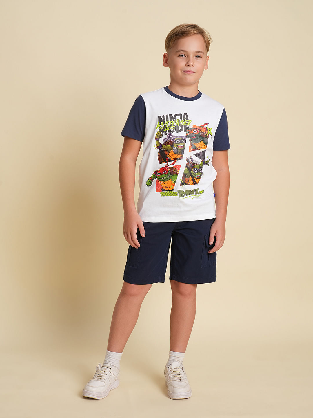 Boys Dark Blue Cotton Casual Shorts