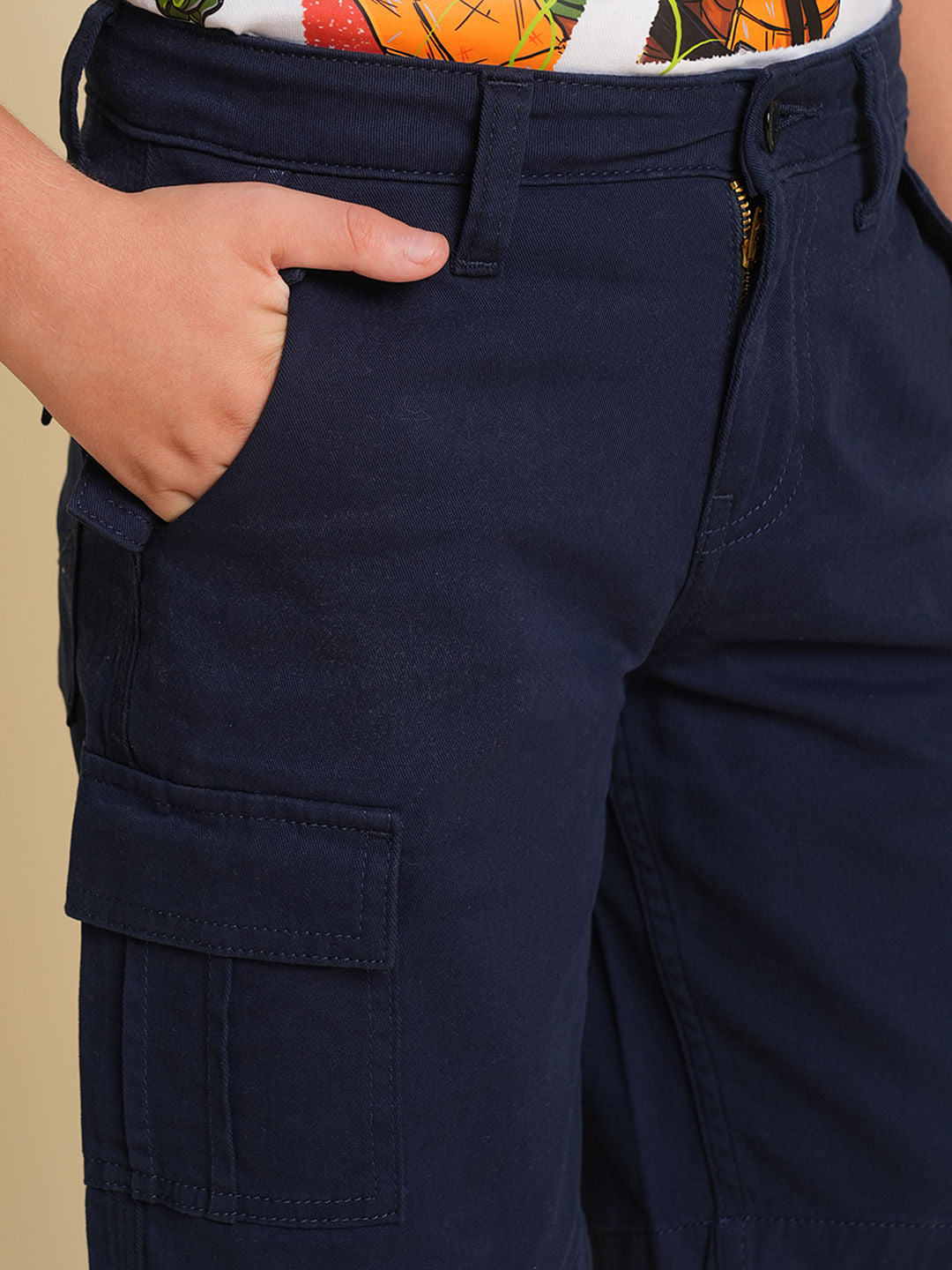 Boys Dark Blue Cotton Casual Shorts