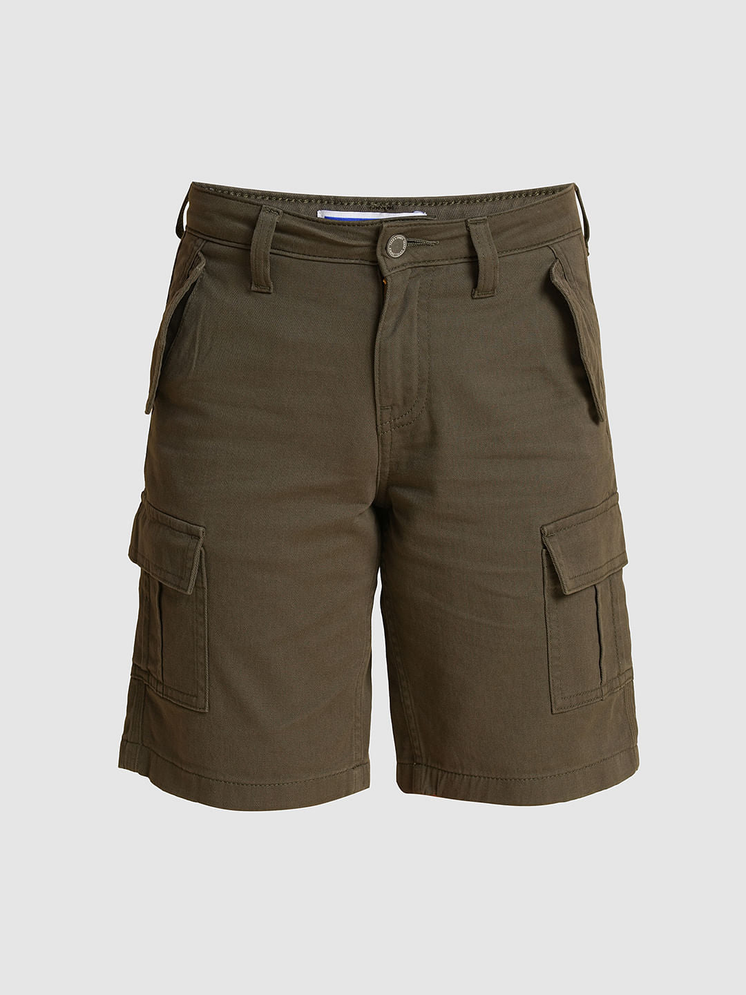 Boys Olive Cotton Casual Shorts