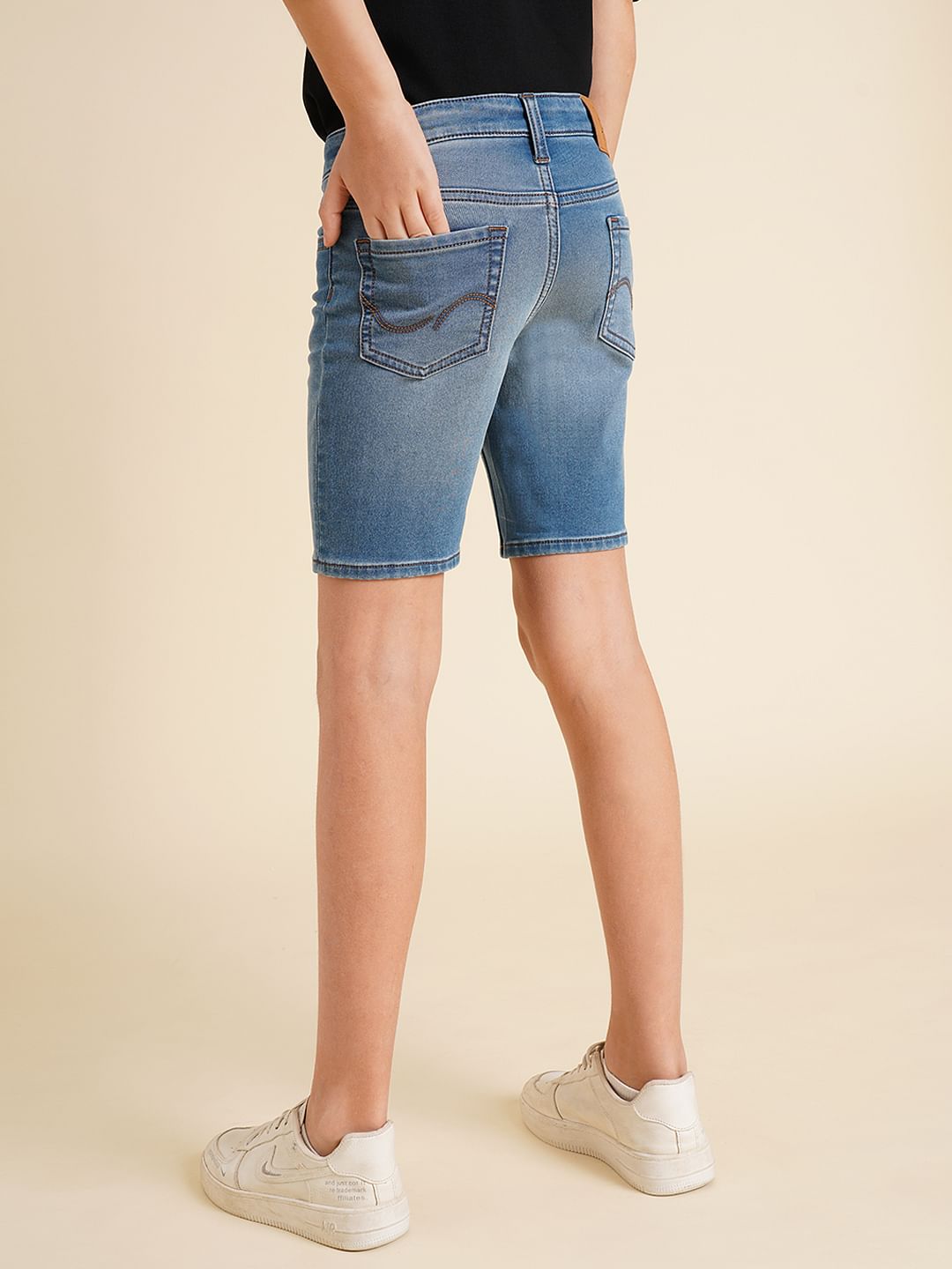 Boys Blue Mid Rise Denim Shorts