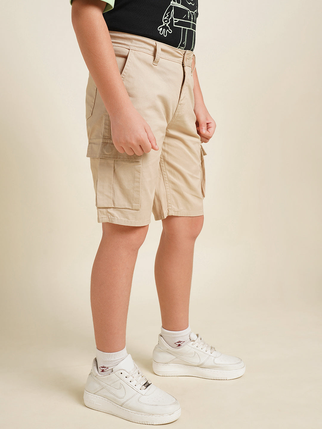 JACK&JONES JUNIOR Boys Khaki Mid Rise Shorts