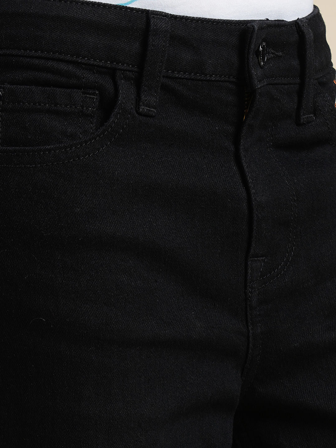 Boys Black Mid Rise Cropped Jeans