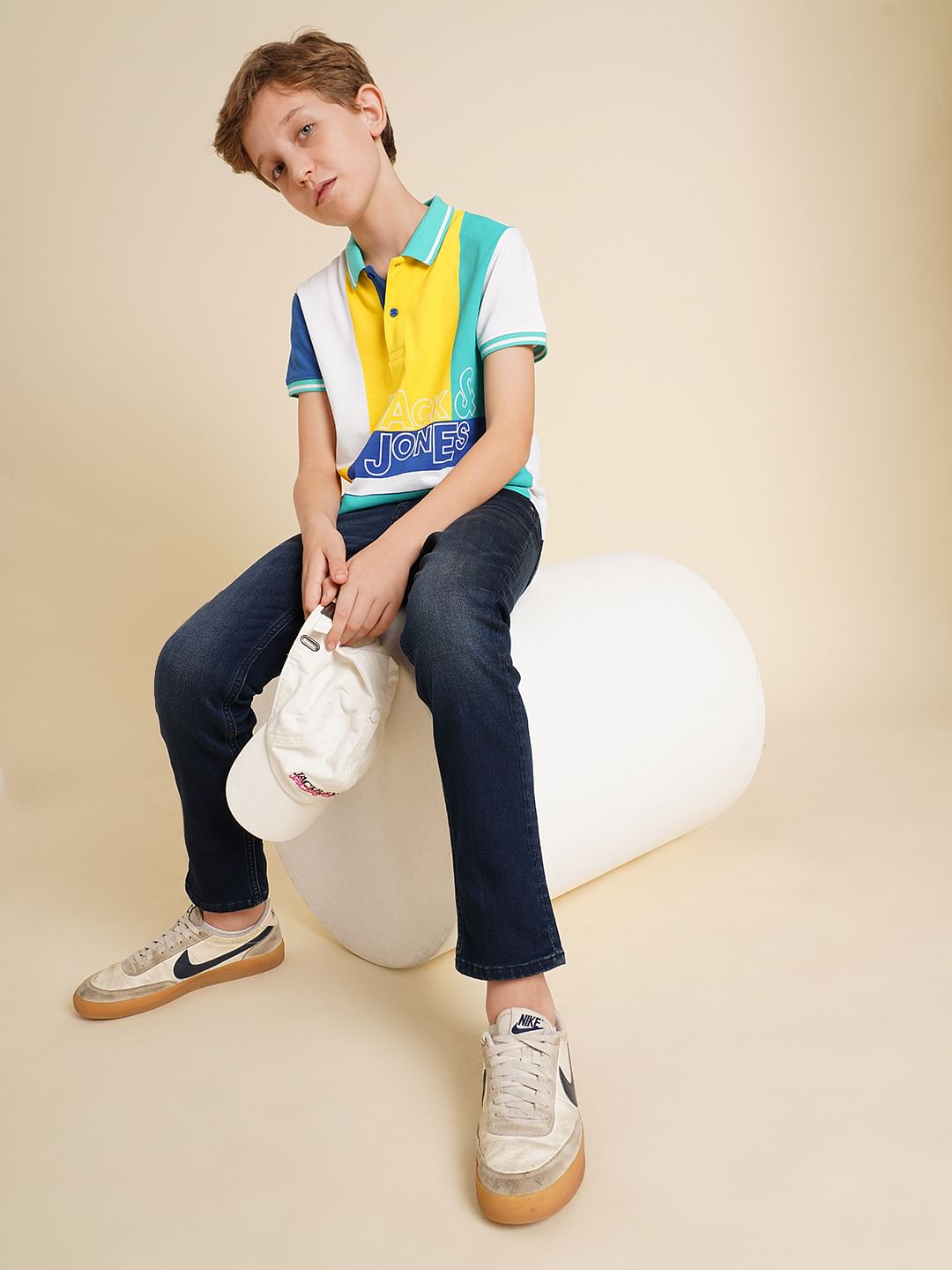 Boys Dark Blue Mid Rise Straight Fit Jeans