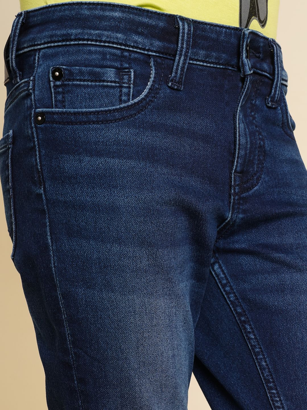 Boys Dark Blue Mid Rise Straight Fit Jeans