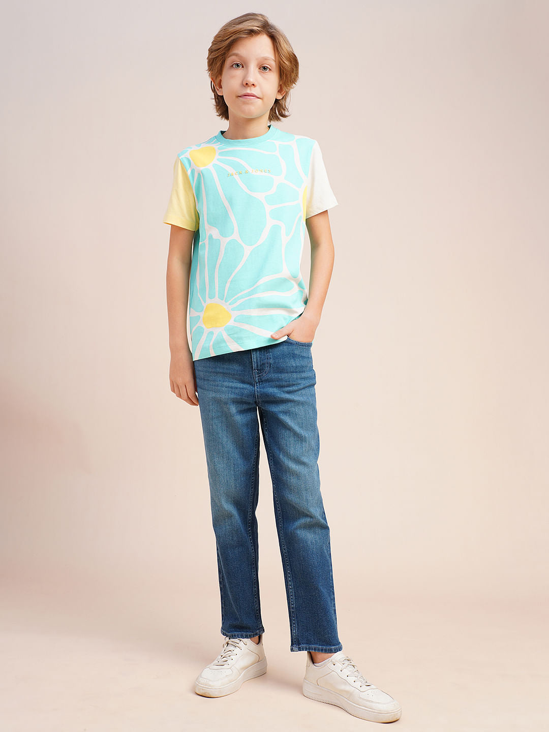 Boys Blue Mid Rise Cropped Jeans