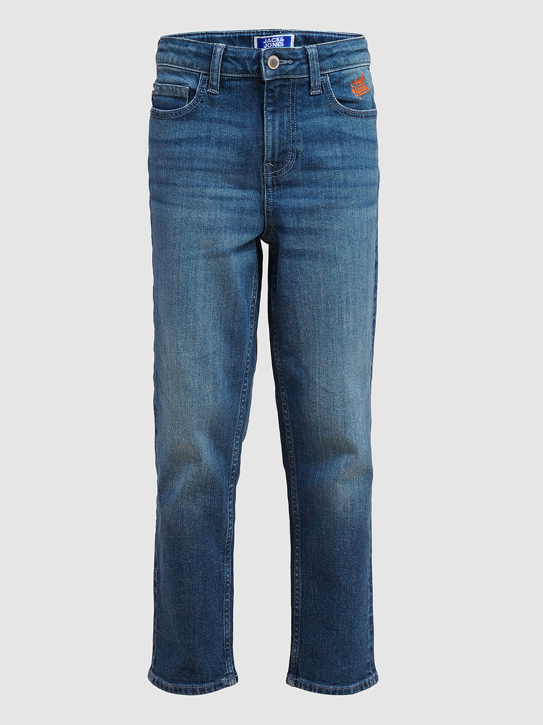Boys Blue Mid Rise Cropped Jeans