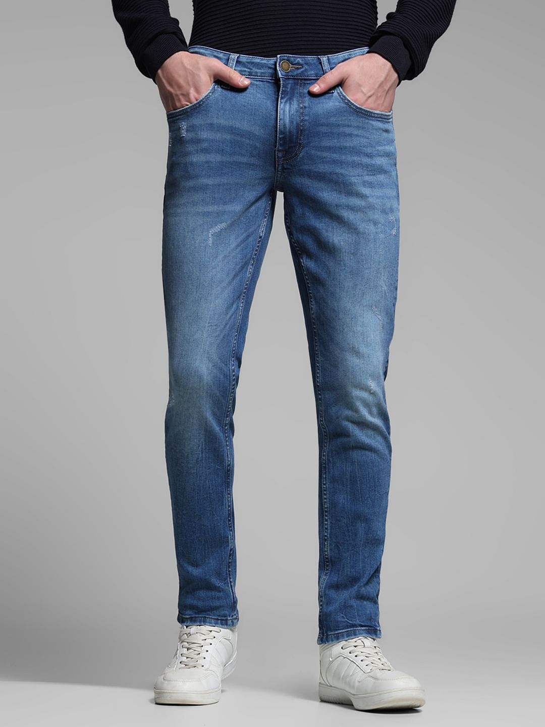 Washed Brak Slim Fit Jeans - Blue
