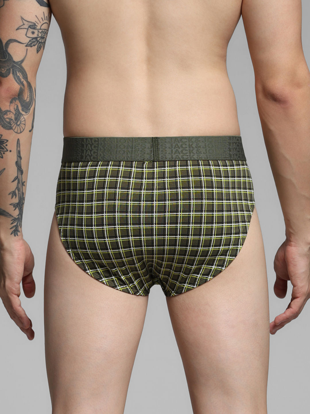 Olive Check Briefs