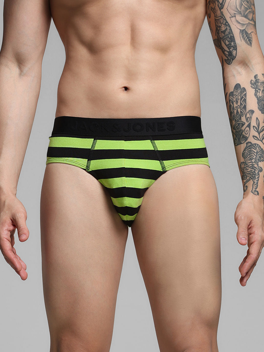 Lime Green Rugby Striped Briefs - S