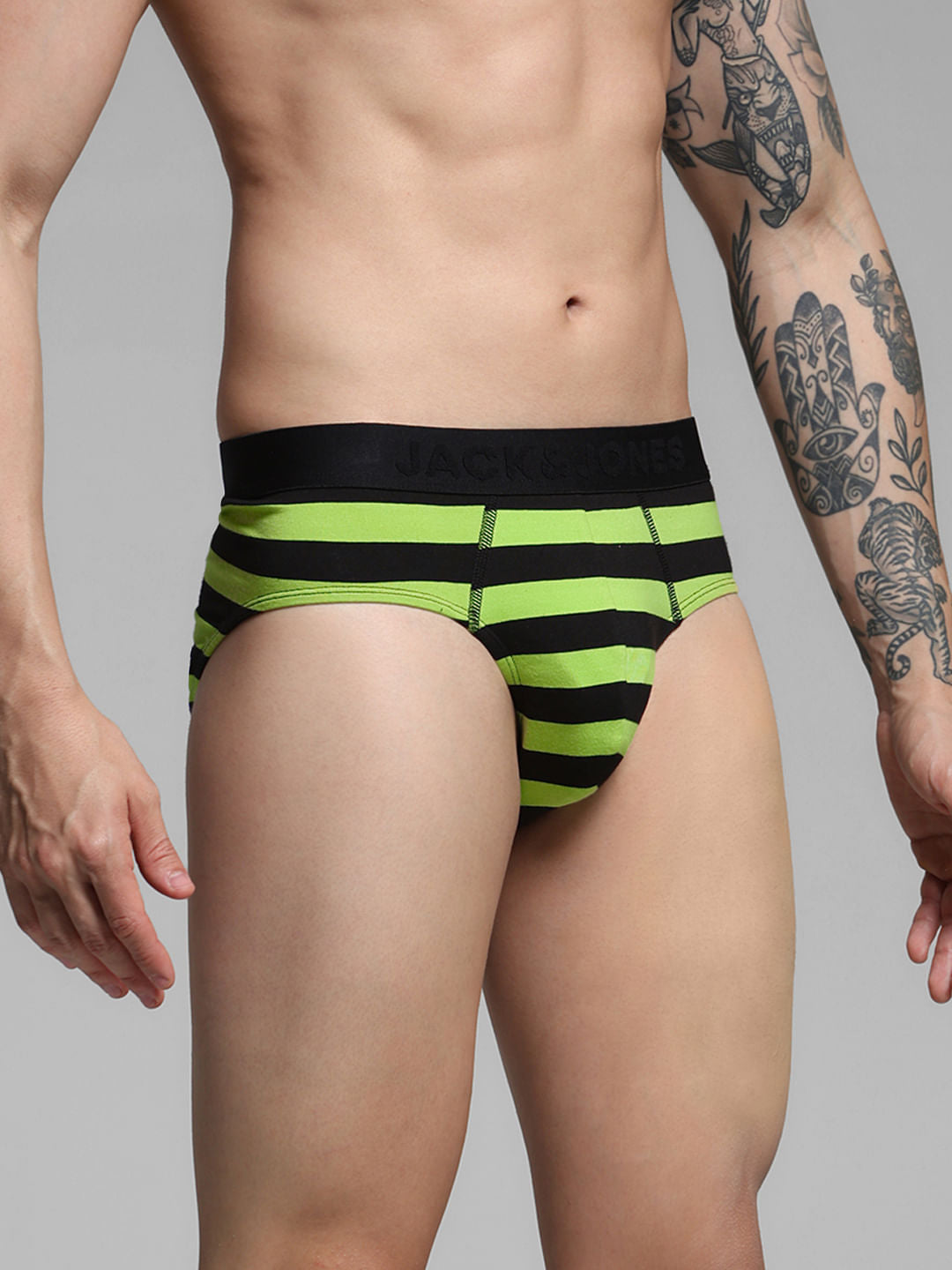 Lime Green Rugby Striped Briefs