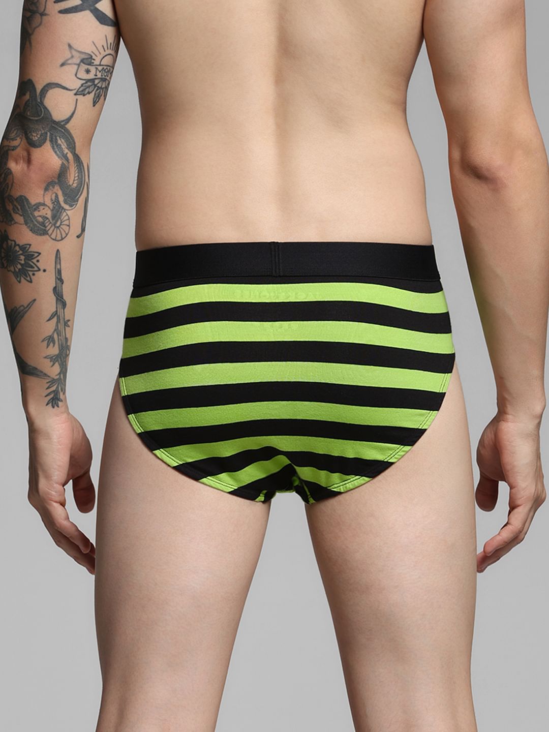 Lime Green Rugby Striped Briefs