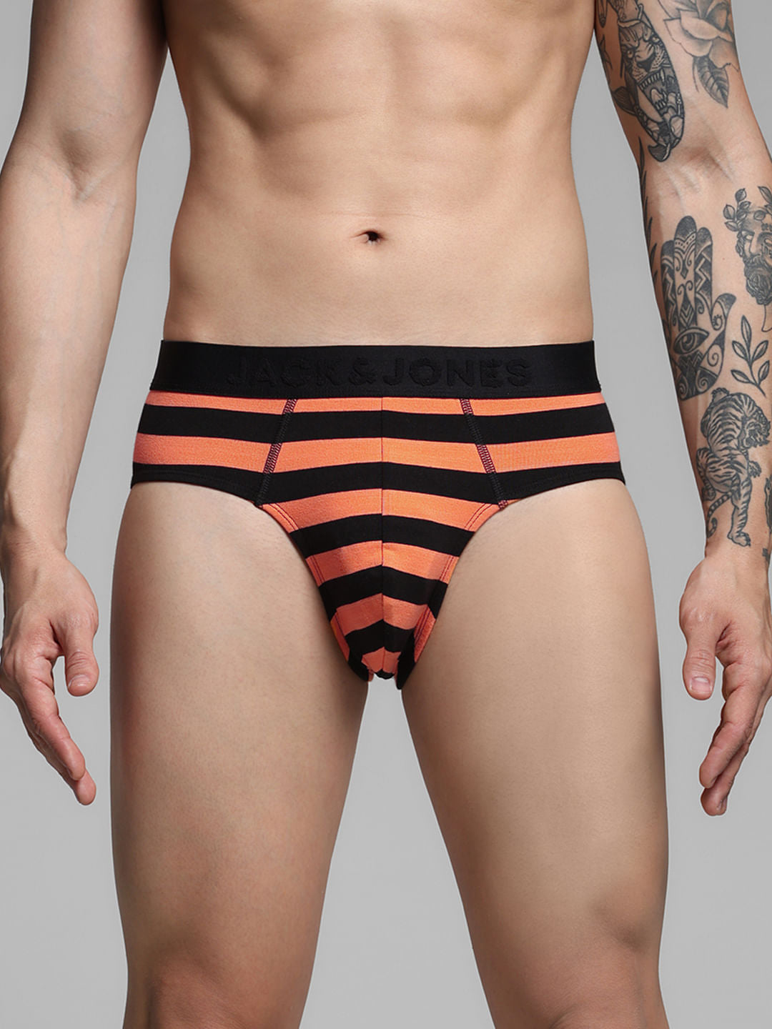 Orange Rugby Striped Briefs - S