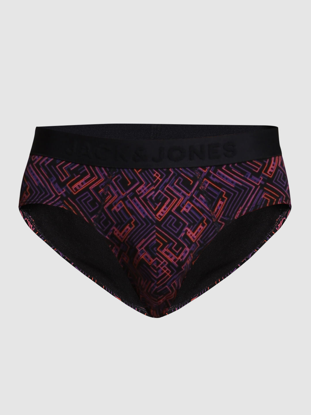 Black Abstract Print Briefs