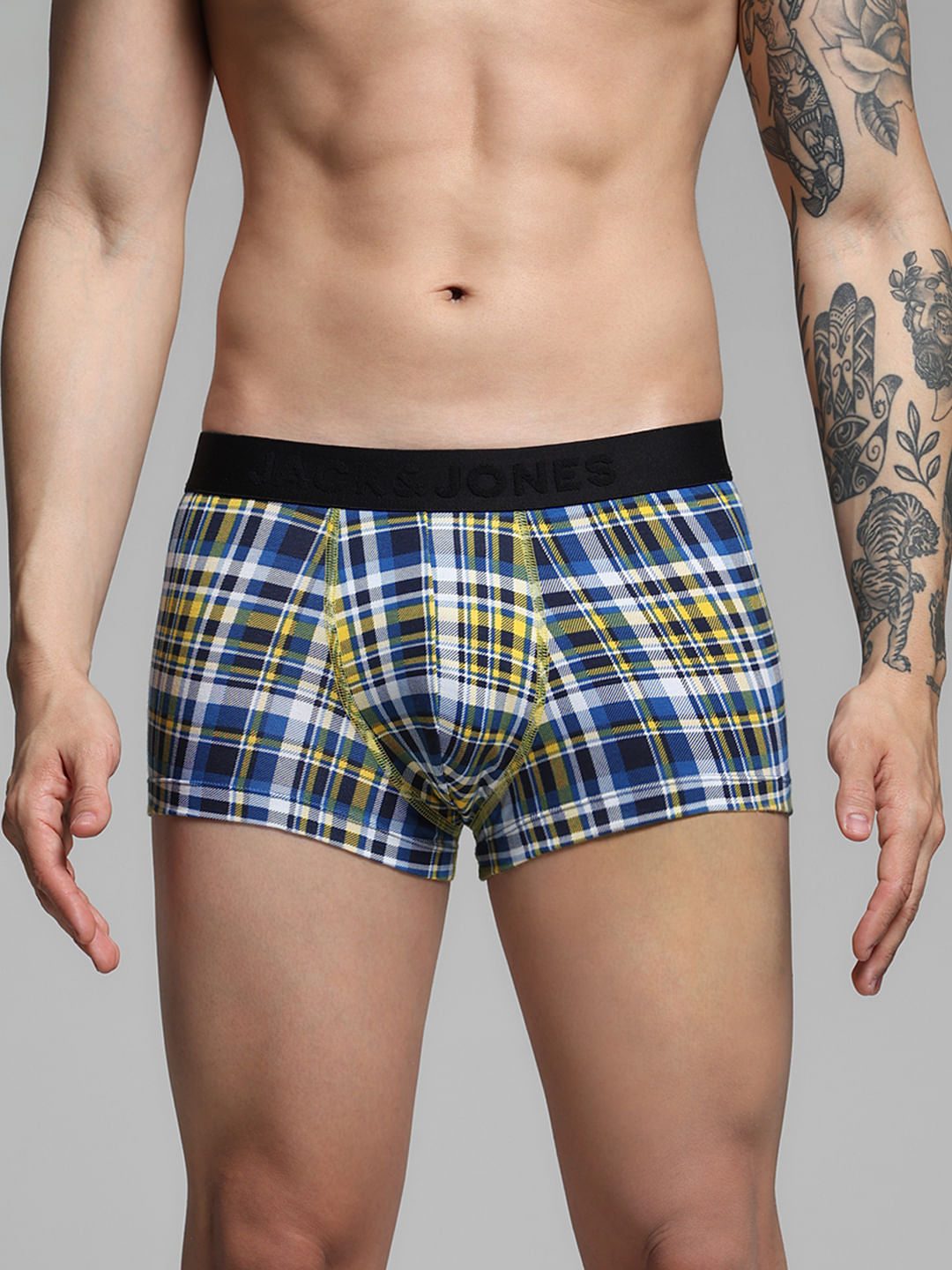 Blue Check Print Trunks - S