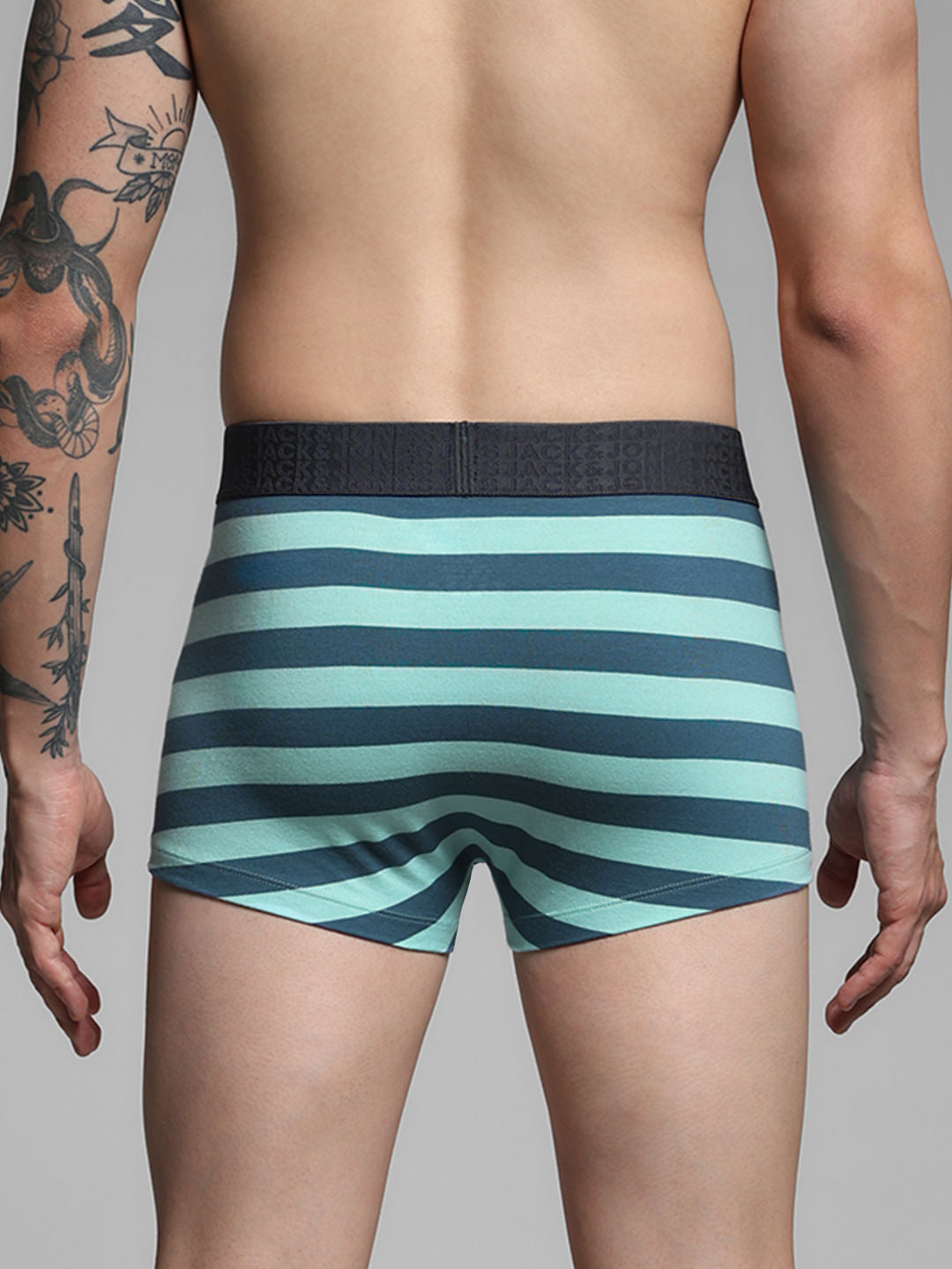 Blue Rugby Striped Print Trunks