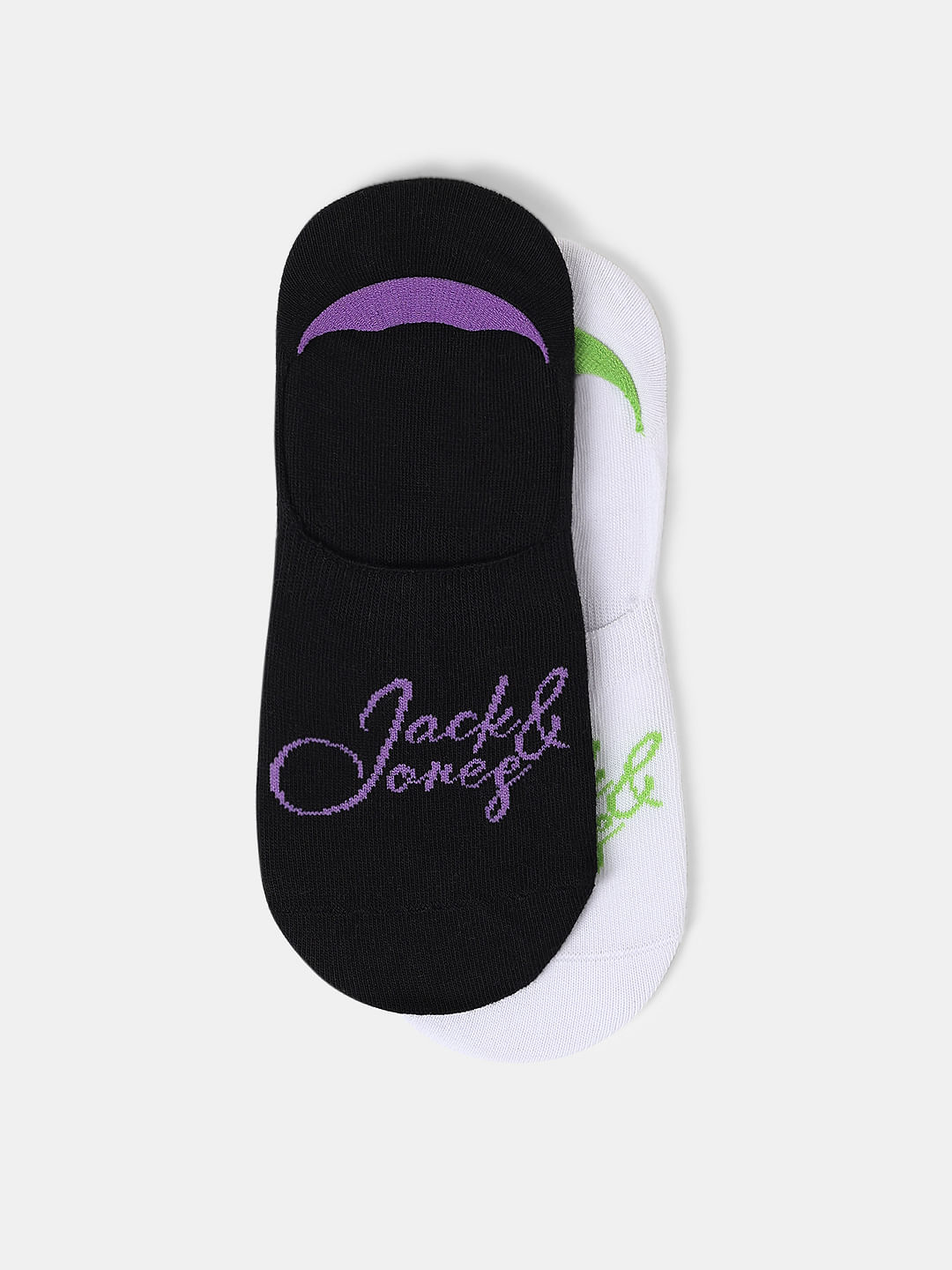Pack Of 2 No Show Socks - Black & White - ONE