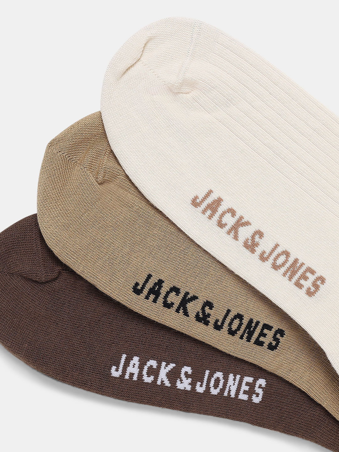 Pack Of 3 Ankle Length Socks - Beige, Light Brown, Dark Brown