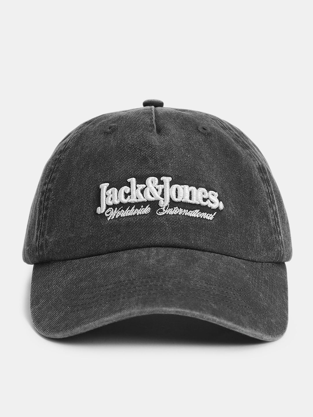 Black Washed Logo Print Cap - ONE