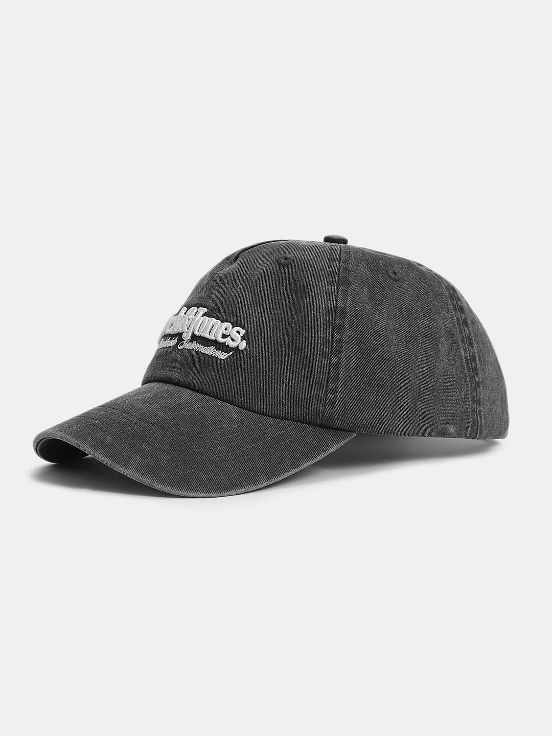 Black Washed Logo Print Cap