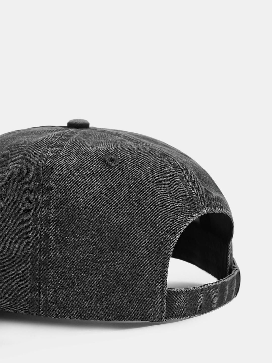 Black Washed Logo Print Cap