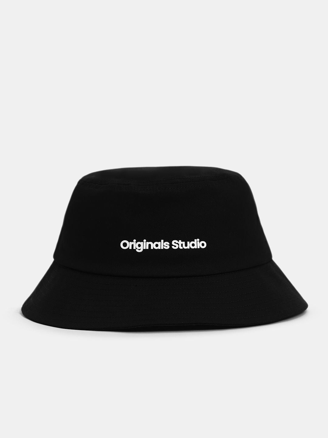 Black Text Print Bucket Hat - ONE