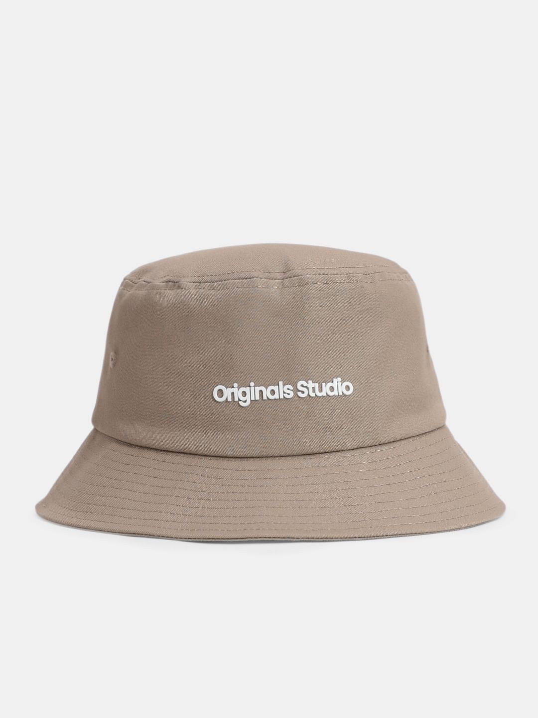 Light Brown Text Print Bucket Hat - ONE